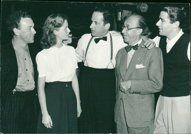 Nils Poppe, Inga LandgrÃ Â©, Keenan Wynn, Ed Wynn and Peter Lawford at MGM Studios in California - Vintage Photograph