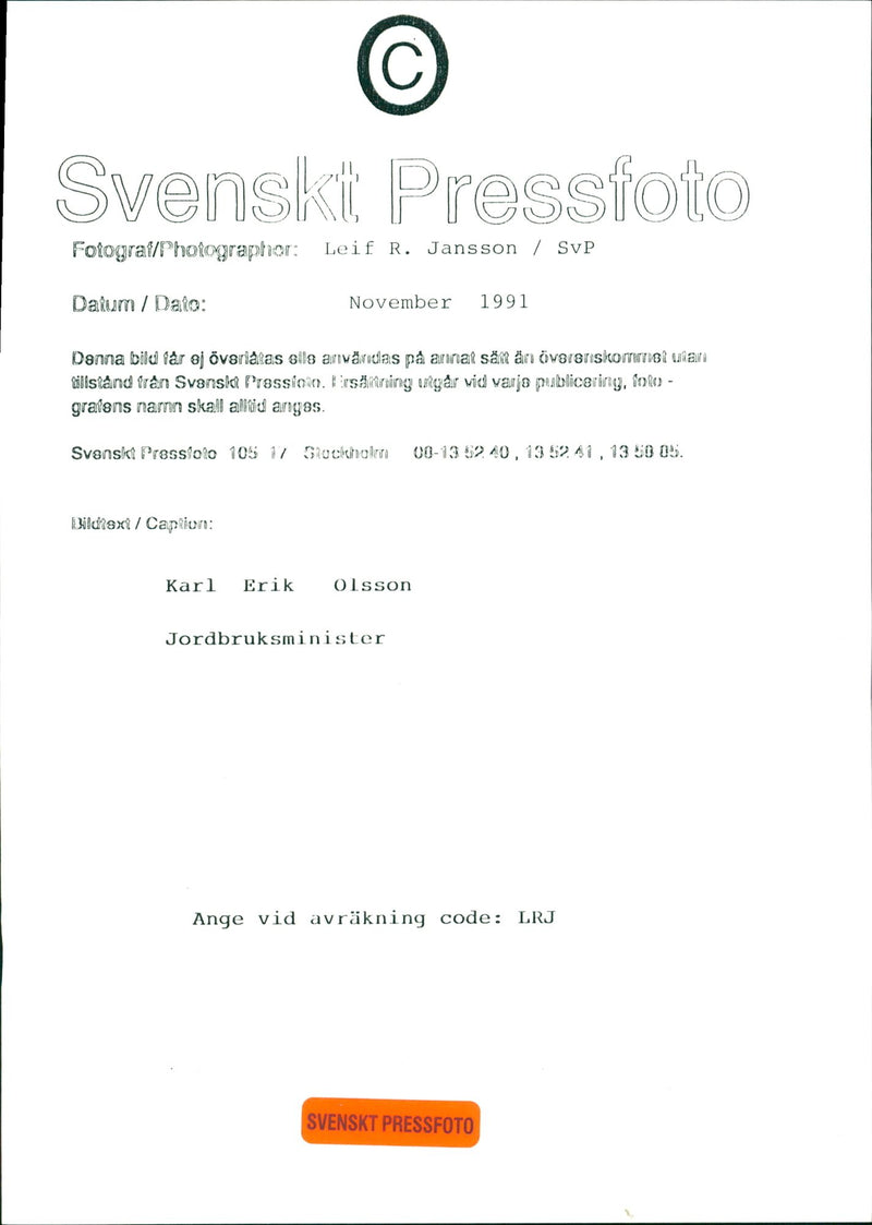 Karl Erik Olsson, politician - Vintage Photograph