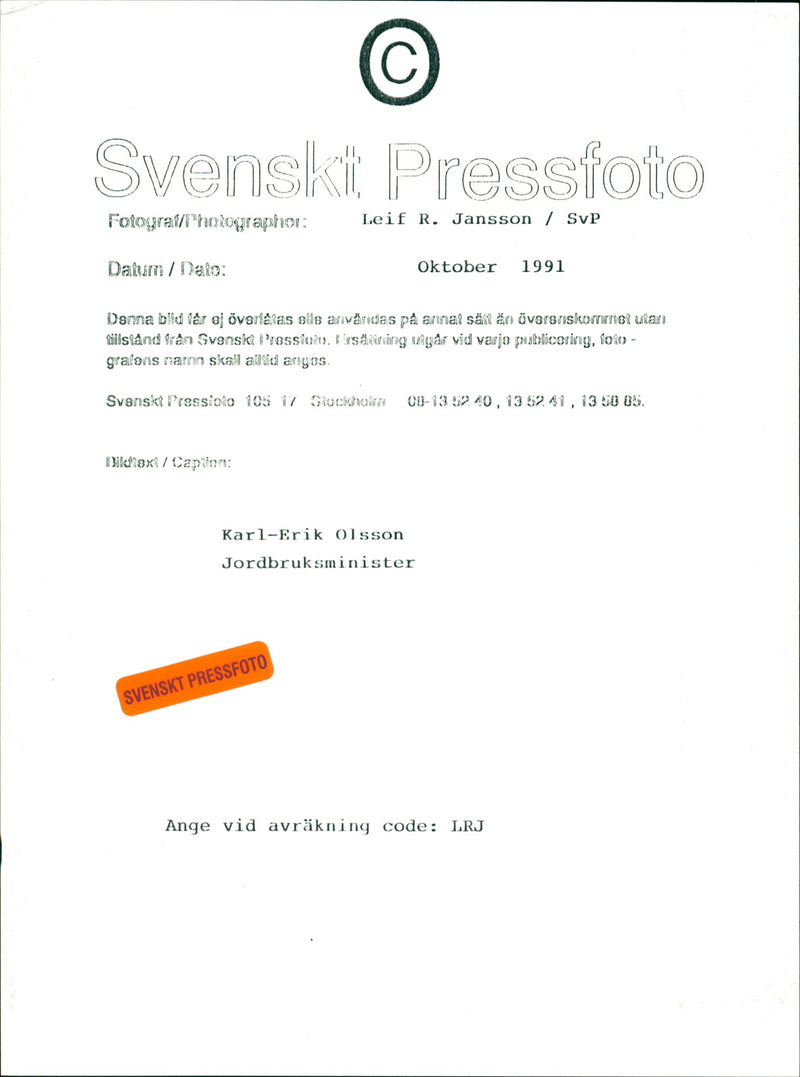 Karl Erik Olsson, politician - Vintage Photograph