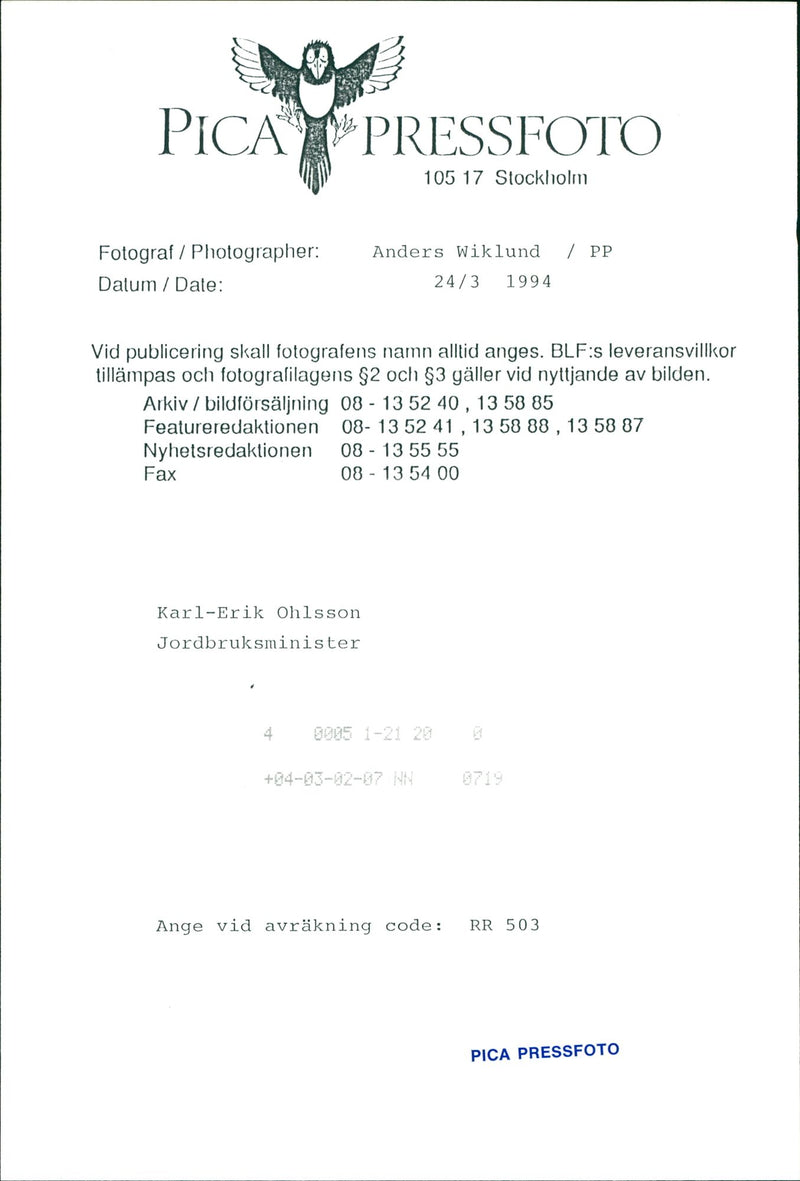 Karl Erik Olsson, politician - Vintage Photograph