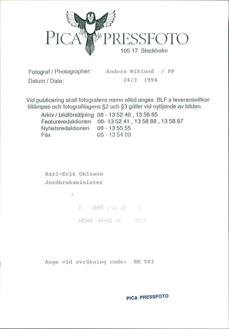 Karl Erik Olsson, politician - Vintage Photograph