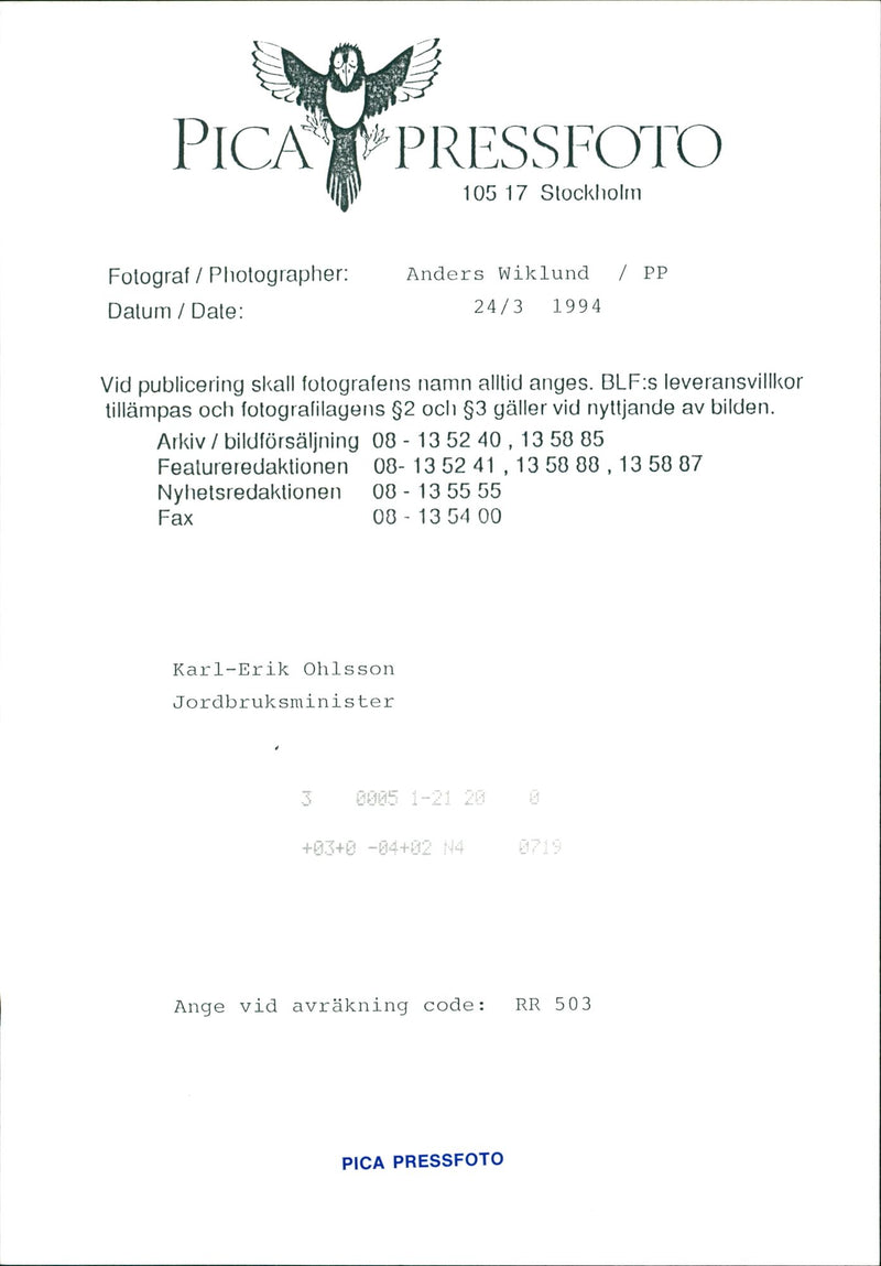 Karl Erik Olsson, politician - Vintage Photograph