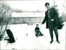 Karl Erik Olsson, politician, with his son Ola - Vintage Photograph