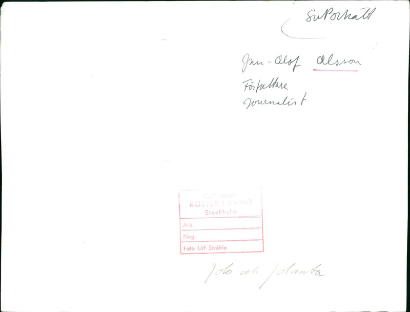 Swedish writer Jan-Olof "Jolo" Olsson - Vintage Photograph