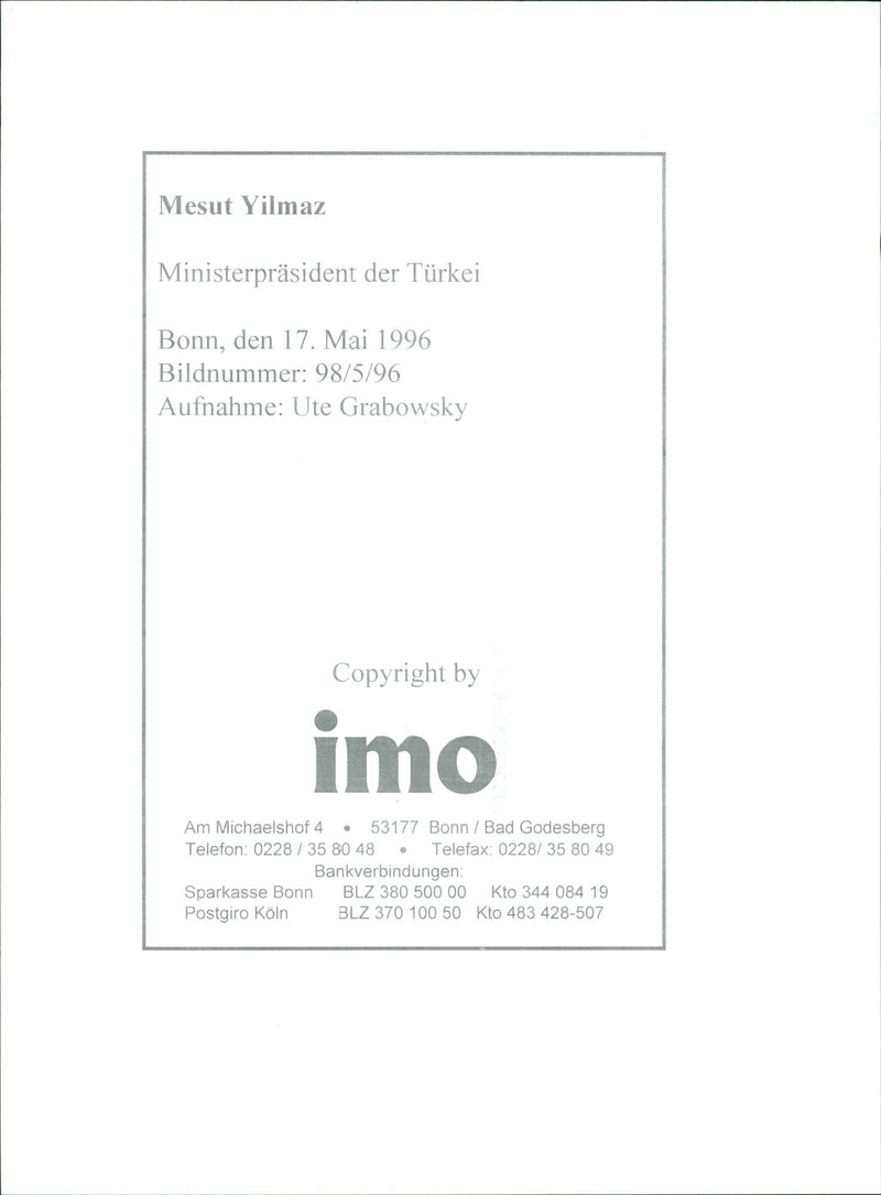 Mesut Yilmaz, Turkish politician - Vintage Photograph