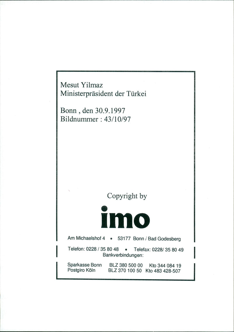 Mesut Yilmaz, Turkish politician - Vintage Photograph