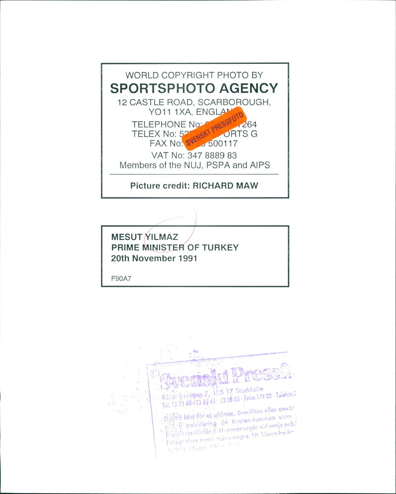 Mesut Yilmaz, Turkish politician - Vintage Photograph