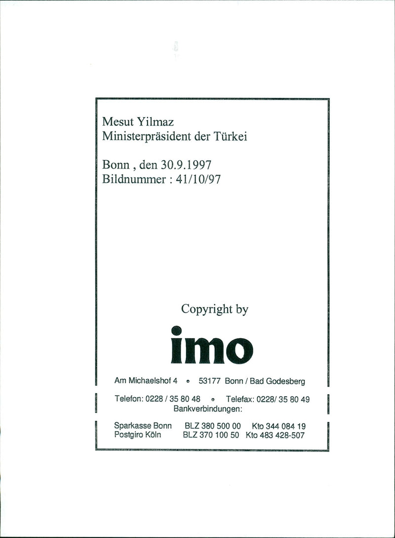 Mesut Yilmaz, Turkish politician - Vintage Photograph