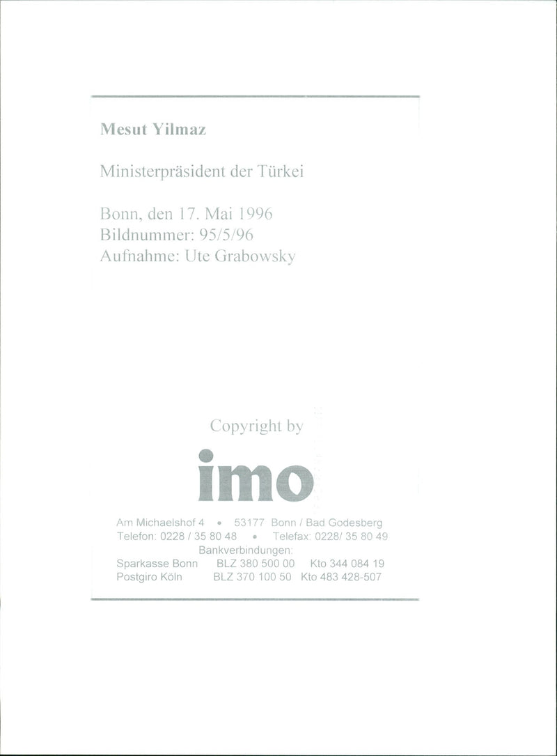 Mesut Yilmaz, Turkish politician - Vintage Photograph