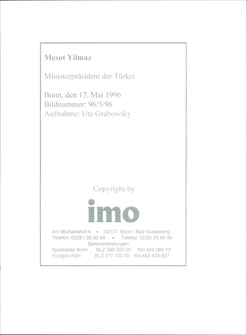 Mesut Yilmaz, Turkish politician - Vintage Photograph