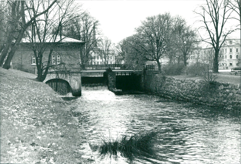 Turbine bridge at Stadsparken in VÃ¤sterÃ Â¥ s - Vintage Photograph