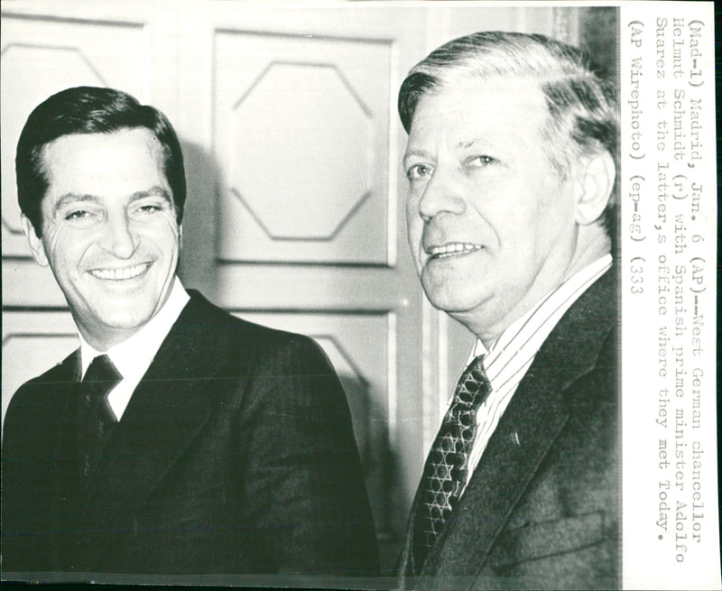 Helmut Schmidt and Adolfo Suárez meet in Madrid - Vintage Photograph