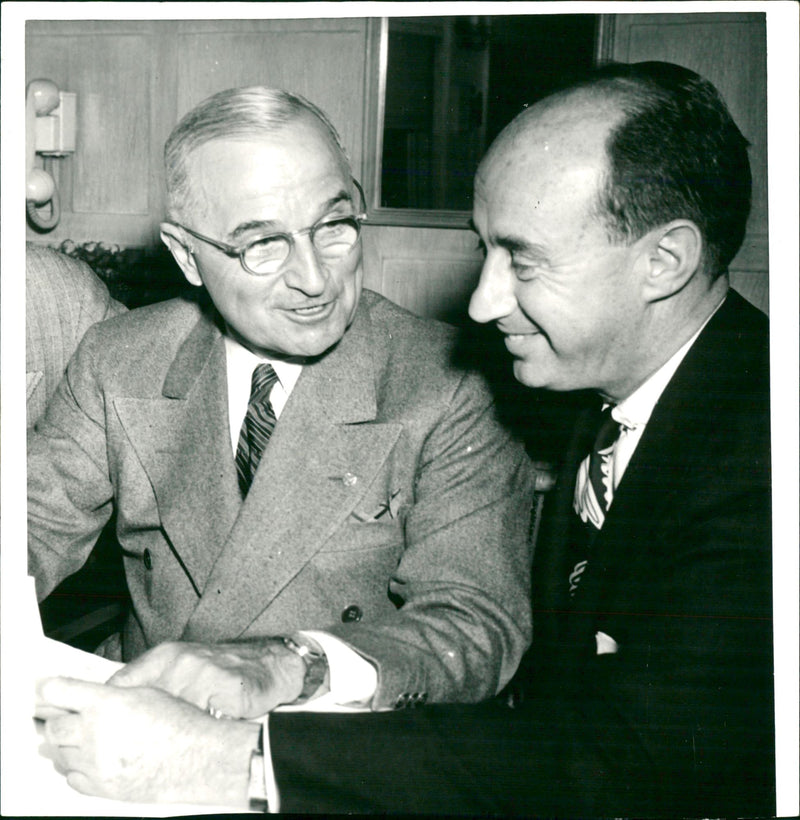 President Truman with Adlai Stevenson - Vintage Photograph