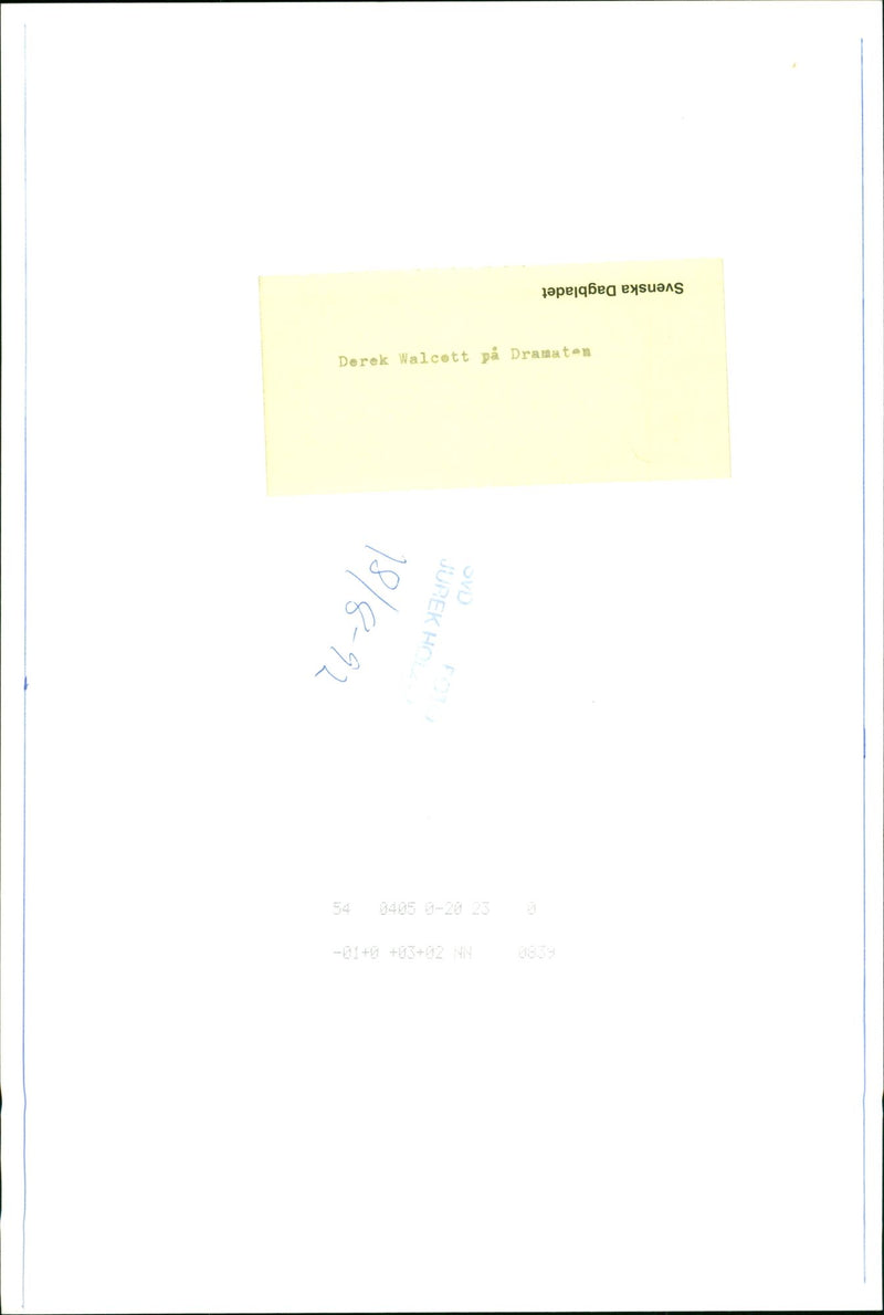 Derek Walcott at the Dramaten - Vintage Photograph