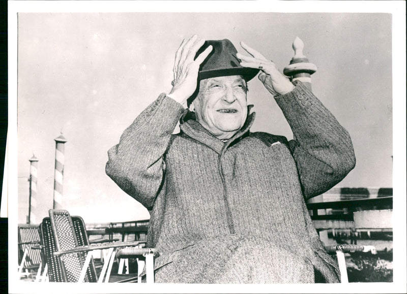 Ninety year old Somerset Maugham in Venice for the springtime. - Vintage Photograph