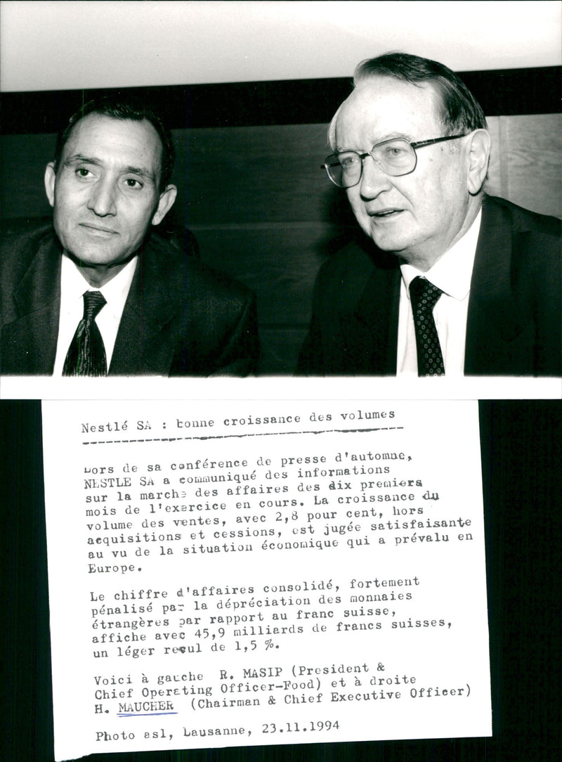 NestlÃ© conference, R. Masip and Helmut Maucher - Vintage Photograph