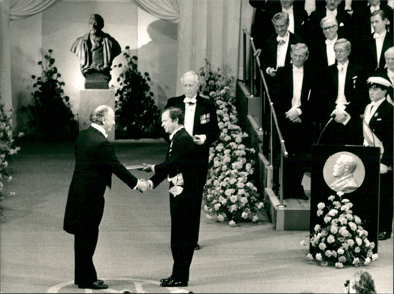 John R Vane receives the Nobel Prize from the King's hand - Vintage Photograph