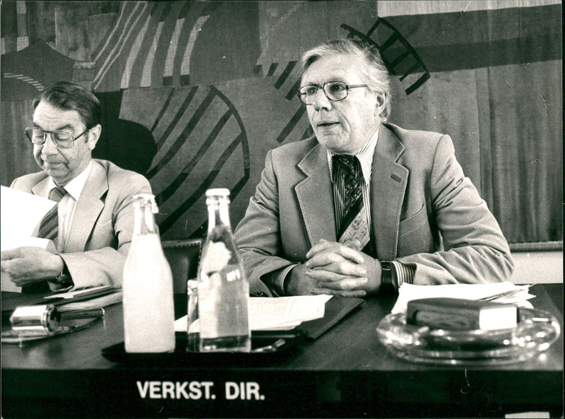 Örjan Wallavist and Gunnar Helén Company at "Sveriges Radio" Board Meeting - Vintage Photograph