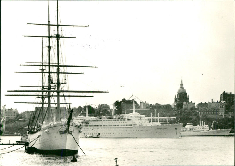 The hostel and full rig "af Chapman" on the Stockholm stream - Vintage Photograph