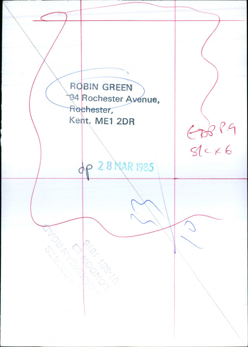 >>>>
ROBIN GREEN 194 Rochester Avenue , Rochester , Kent . ME1 2DR EDBP.9 Slc x - Vintage Photograph