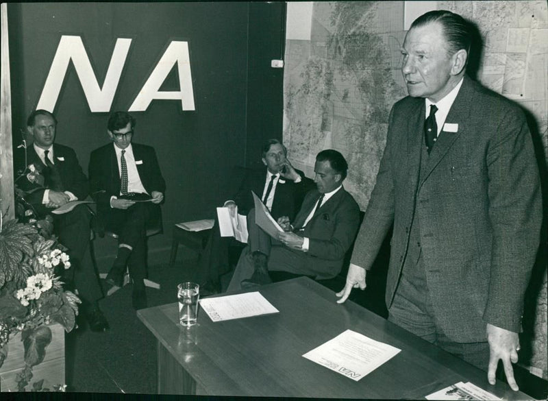 Mr. R.H.N. Courtney, Mr. V.B. Mitchell, Mr. Paul Thomas, Mr. Tim Crampton and Mr. N.D. Austin. - Vintage Photograph