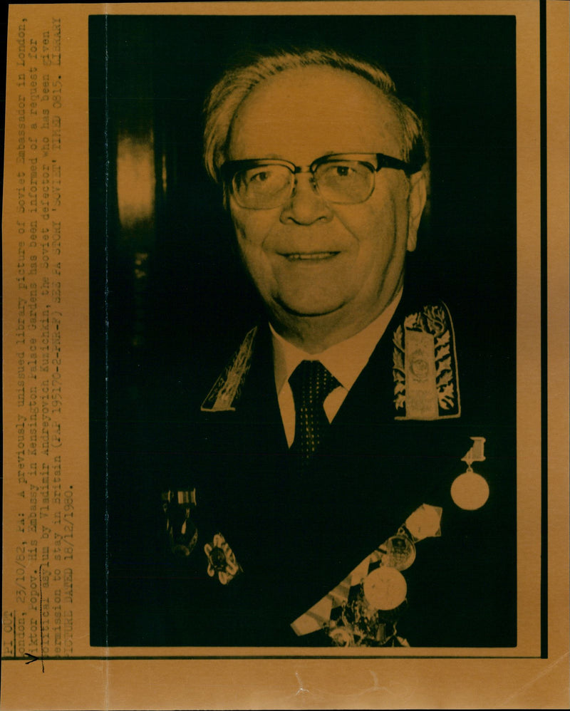 Soviet Ambassador in London, Viktor Popov - Vintage Photograph