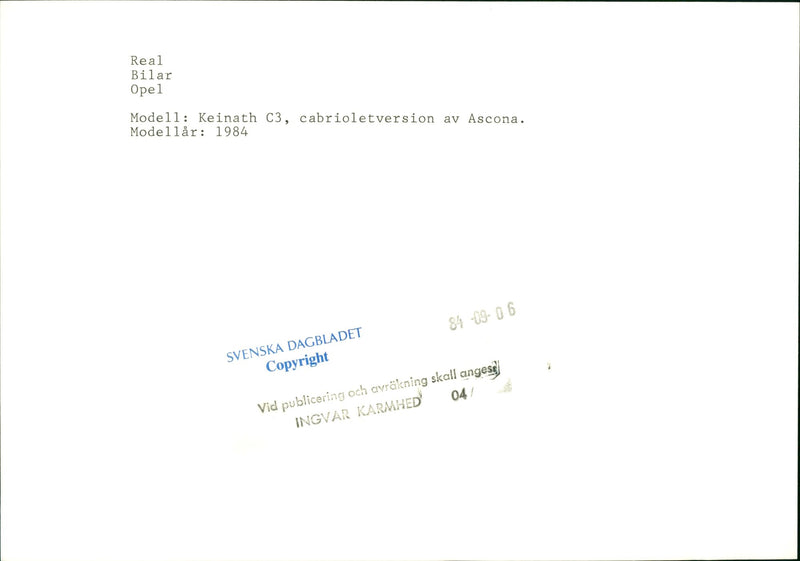 Cars: Opel Keinath C3 - Vintage Photograph