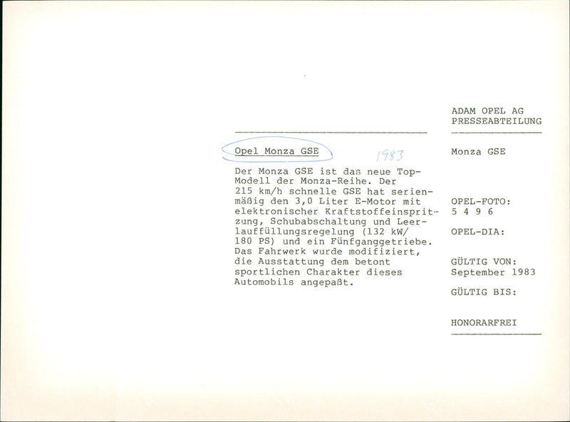 Cars: Opel Monza GSE - Vintage Photograph