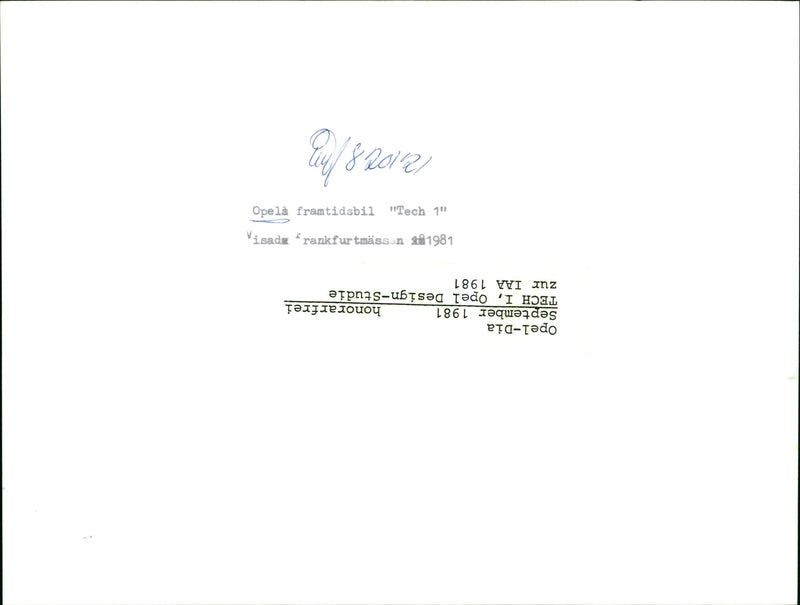 Cars: Opel Tech 1 - Vintage Photograph