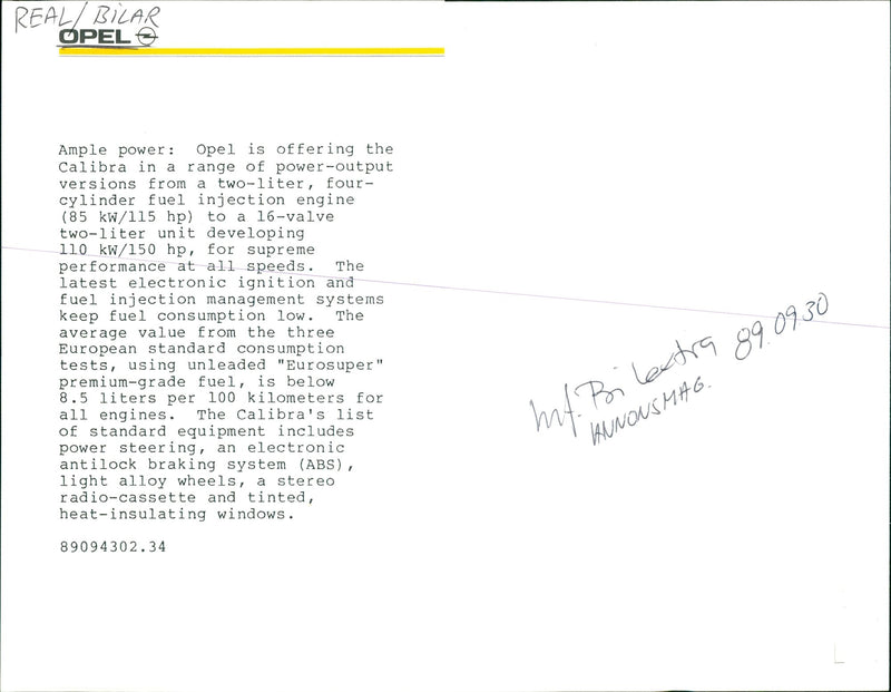 Cars: Opel Calibra - Vintage Photograph