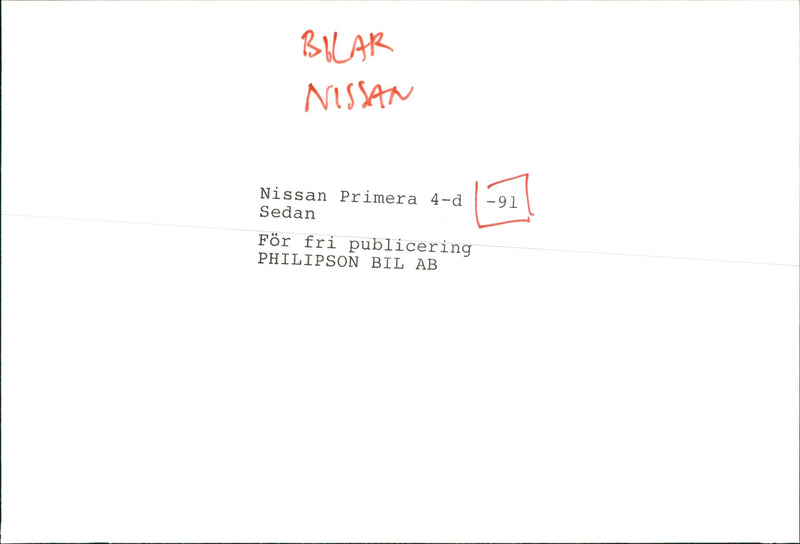 Nissan Primera 4- Sedan - Vintage Photograph