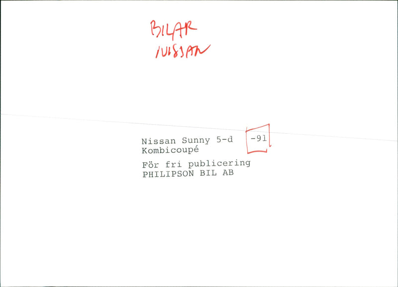 Nissan Nissan Sunny 5-d -  91 - Vintage Photograph