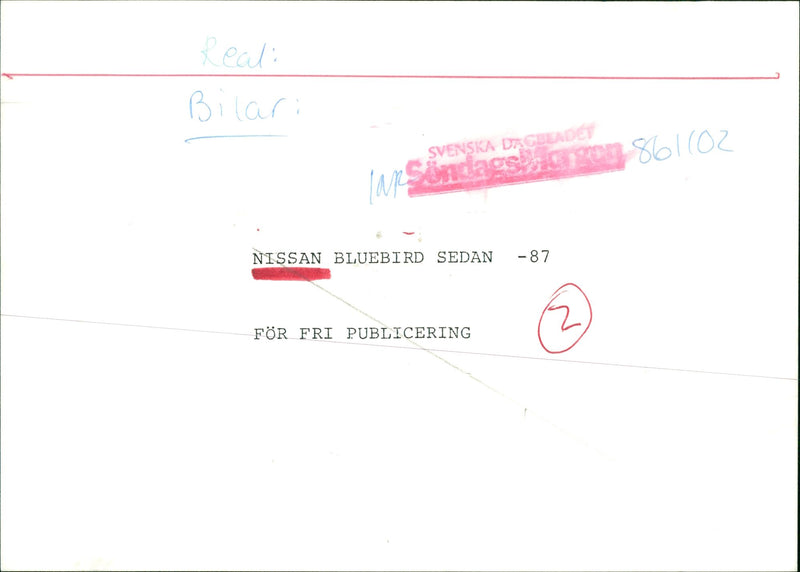 Nissan bluebird sedan 1987 - Vintage Photograph