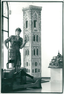 Anders Åberg with Giotto's Bell Tower model - Vintage Photograph