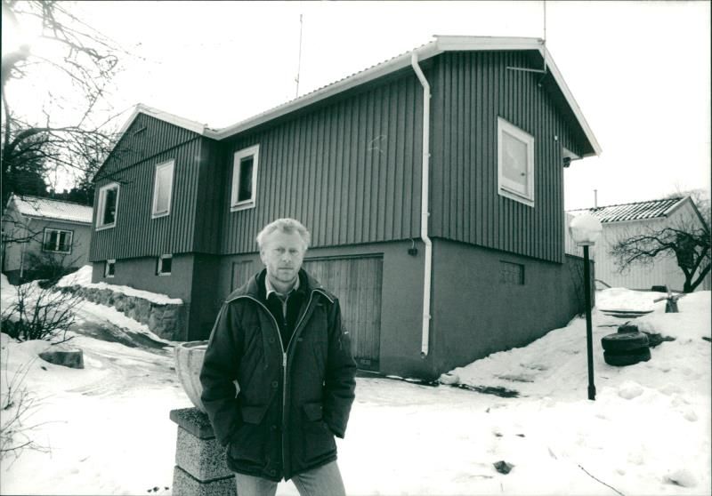 John Pettersson outside his house in Tallkrogen - Vintage Photograph