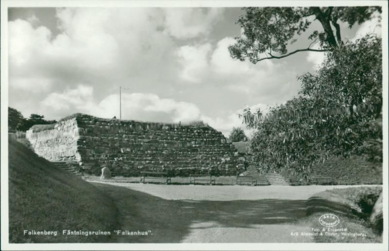 Falkenberg. The fortress ruin "Falkenhus" - postcard - Vintage Photograph