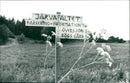 Direction sign in Hansta nature reserve - Vintage Photograph