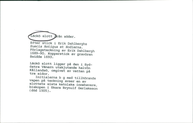 Model drawing from the 1700s by LÃ¤ckck Castle designed by Erik Dahlbergh - Vintage Photograph