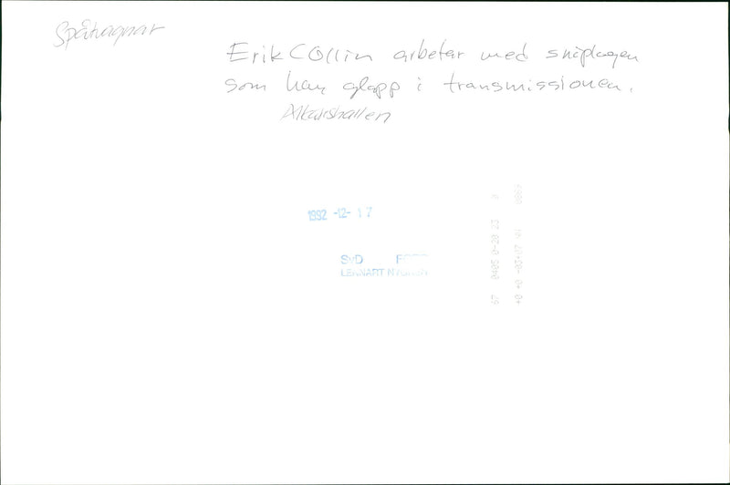 Erik Collin working with a tram - Vintage Photograph