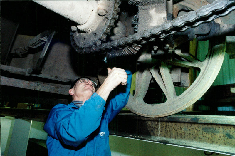 Erik Collin working with a tram - Vintage Photograph