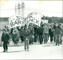 BarsebÃÂ¤cksmarschen. The demonstration train is framed by the Scanian landscape and Sydkraft's power lines - Vintage Photograph