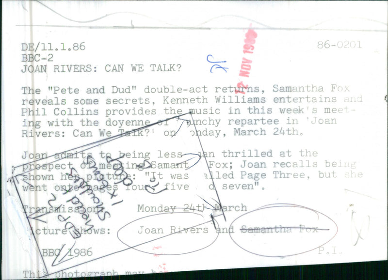 1986 JOAN AMERICAN MUSIC - Vintage Photograph