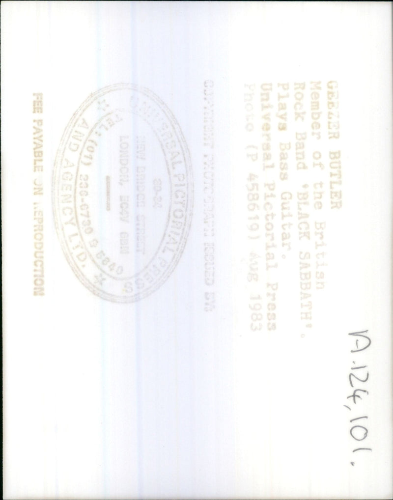 Geezer Butler. - Vintage Photograph