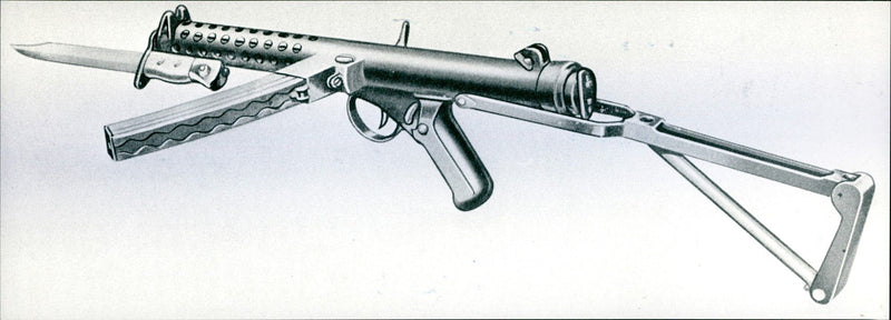 This Sterling sub-machine gun were found in the empty Libyan embassy - Vintage Photograph