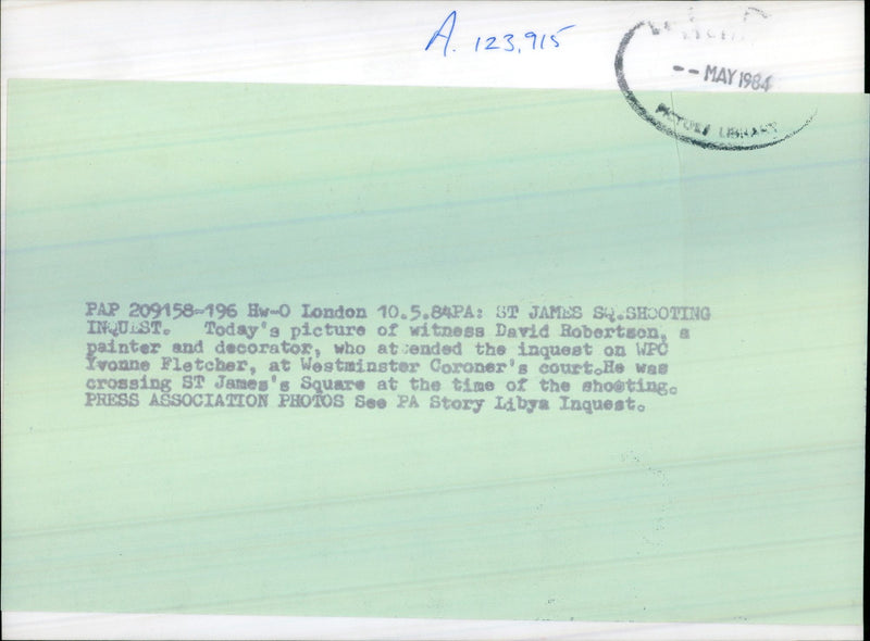 David Robertson, witness of murder of Yvonne Fletcher - Vintage Photograph