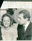 Elizabeth Power (Lizzie Power) and Kevin Colson, at a reception for the stage play "Two Cities" at the Palace Theatre, a musical version of "A Tale of Two Cities" by Charles Dickens, 27.02,1969, - Vintage Photograph