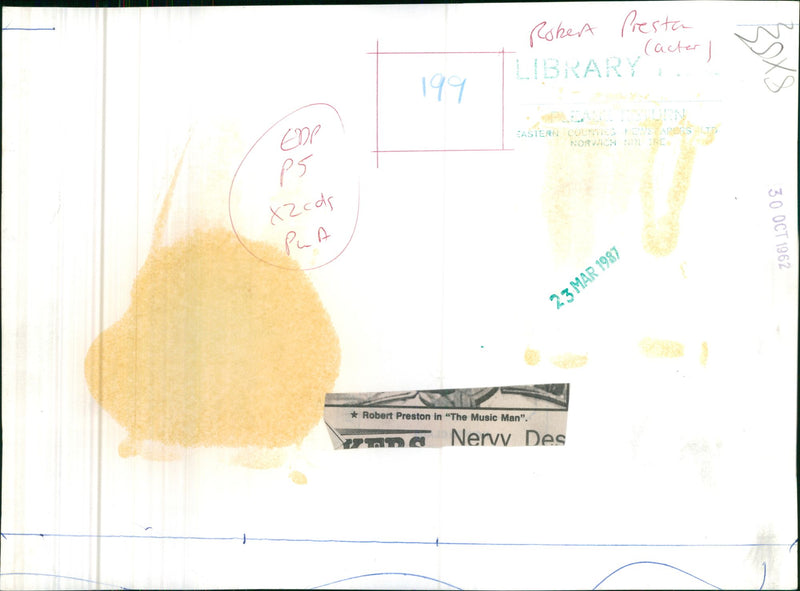 Robert Preston and Shirley Jones in the film "The Music Man", 1962. - Vintage Photograph