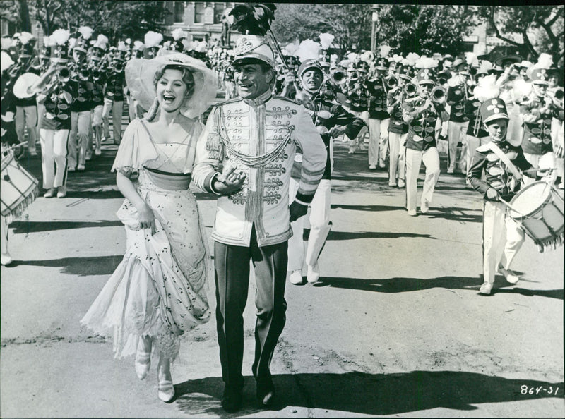 Robert Preston and Shirley Jones in the film "The Music Man", 1962. - Vintage Photograph