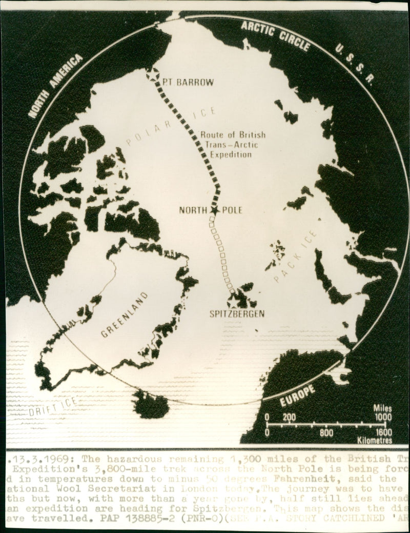 Wally Herbert: Expedition Map - Vintage Photograph