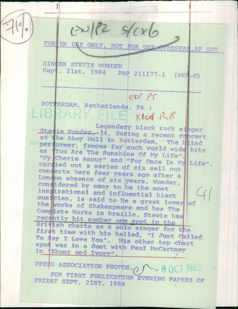 Stevie Wonder - Vintage Photograph